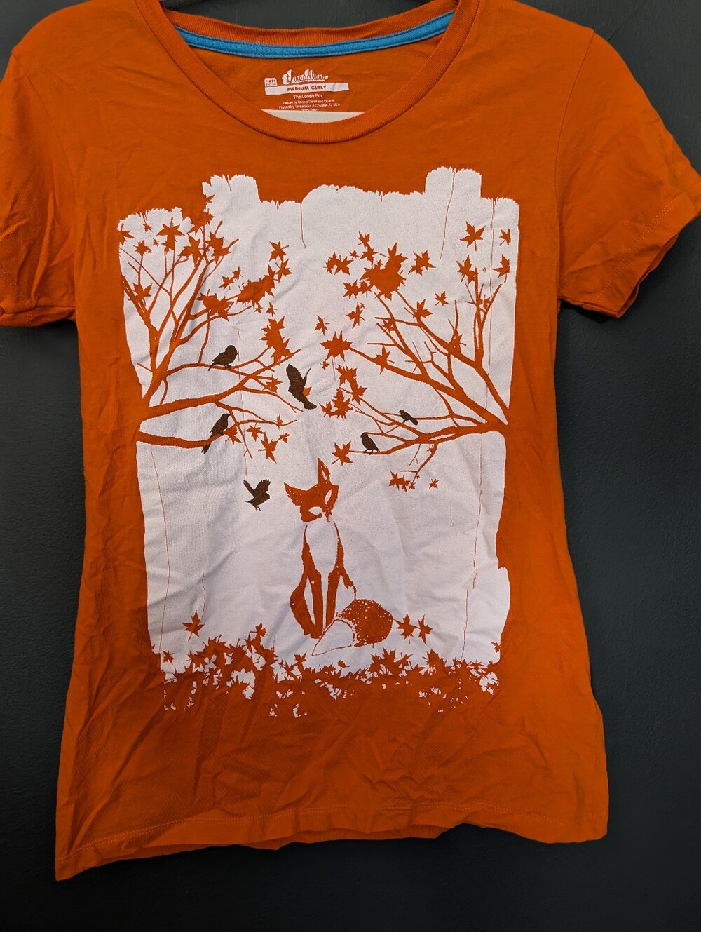 Threadless Orange Tee with The Lonely Fox Graphic